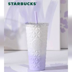 NWT Starbucks 2023 White/Purple Ombre Gradient SS Dion Tumbler W/ Topper